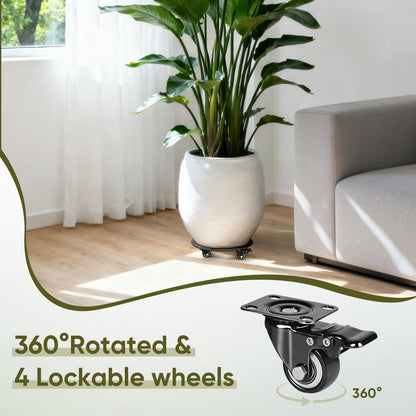 XZWMY 12‘’ Plant Caddy with Wheels,Heavy Duty 3mm Thick Steel Rolling Plant Stand,Plant Pot Mover for Large Flower Pots and Planters, Plant Dolly,450lb