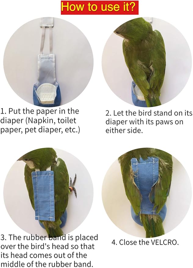 Bird Clothes Parrot Diapers Bird Flight Suits, Reusable Waterproof Diapers pet Bird Supplies (4XL)