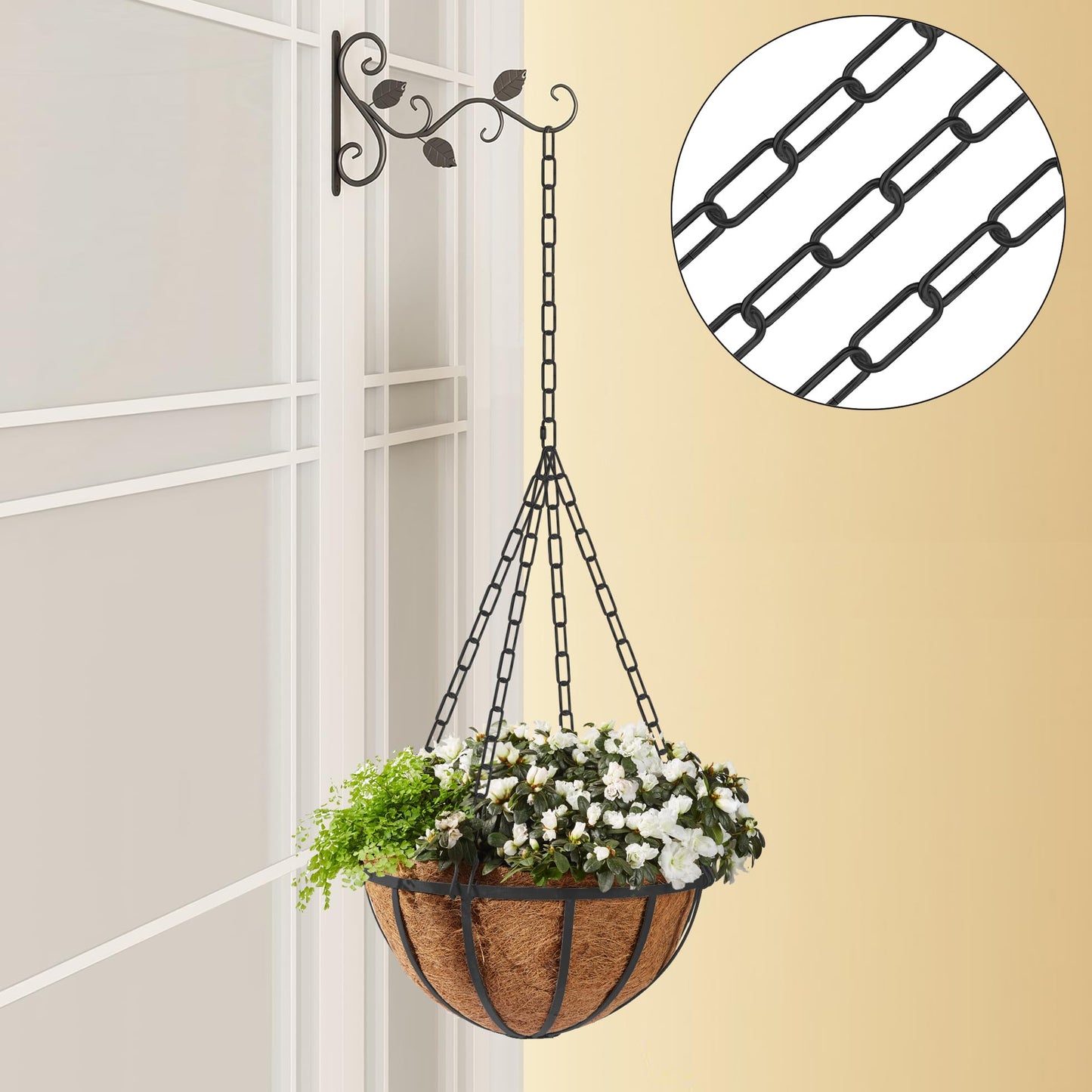 Omytie 12 Ft Heavy Duty Hanging Chain Kit with Connection Locks & Swag Ceiling Hooks for Lighting Fixture, Chandelier, Pendant, Lantern, Swag Lamp, Plant/Flower/Fruit Basket, Bird Feeder (Black)