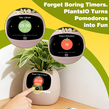 Smart Plant Pot with Visual Display – Soil Moisture, Water Level, Light & Battery Monitor, 80ml Self-Watering Reservoir, Supports 100+ Plants, Pomodoro Timer, Clock & Calendar-Pink