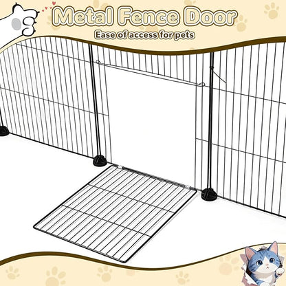 PETKNOWS 21 Panels Small Animal Playpen, Guinea Pig Cages with Doors and Waterproof Mat Pet Playpen for Rabbits Guinea Pigs Hamsters, Chicken Hedgehogs Indoor Outdoor Portable Metal Wire Yard Fence