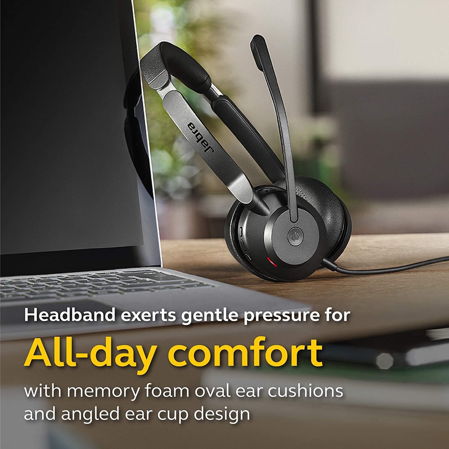 Jabra Evolve2 30 MS Wired Headset, USB-C, Stereo, Black – Lightweight, Portable Telephone Headset with 2 Built-in Microphones – Work Headset with Superior Audio and Reliable Comfort