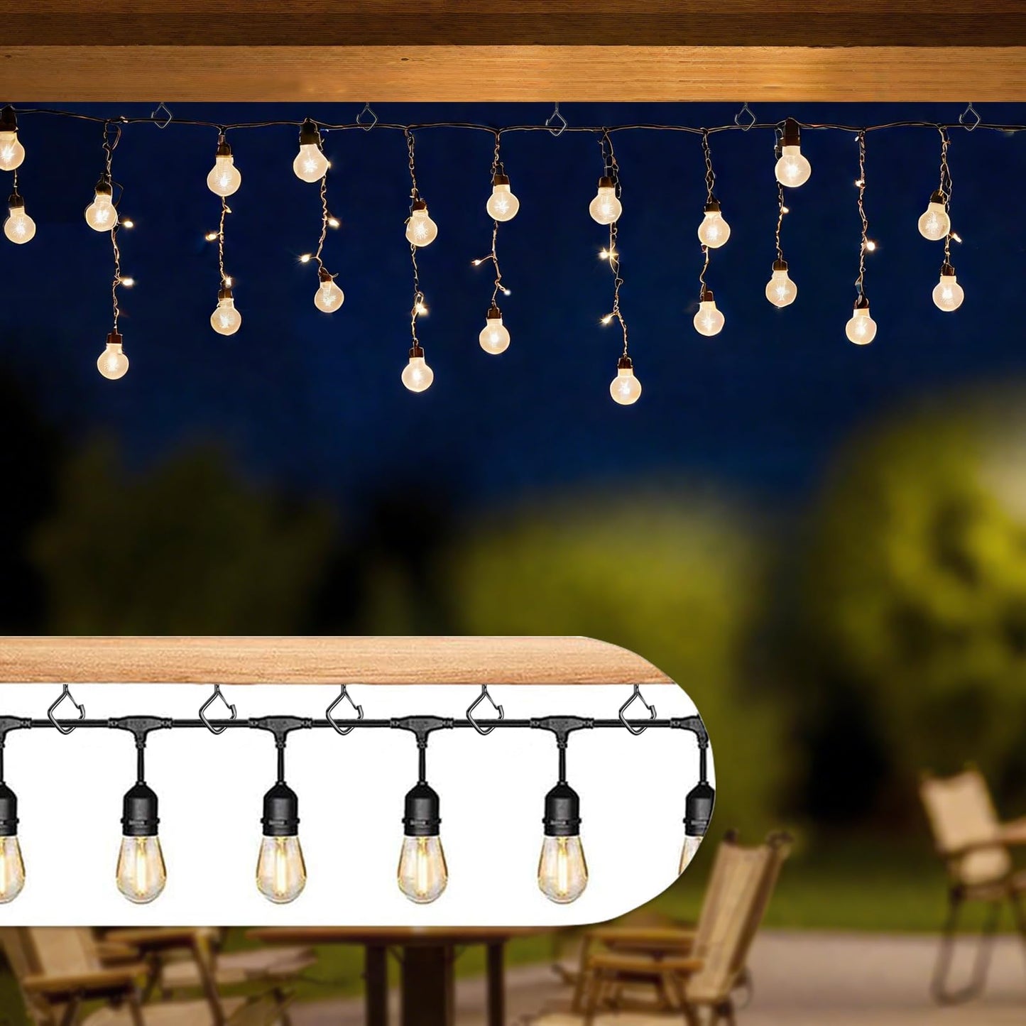 Emiluil 42 PCS Metal Black Eye Screw Hooks for Hanging Heavy Duty.Windproof Ceiling Hooks for Hanging Plants,Cup,Wind Chime,Bird Feeders,Christmas String Lights at Indoor&Outdoor 2.2 Inch