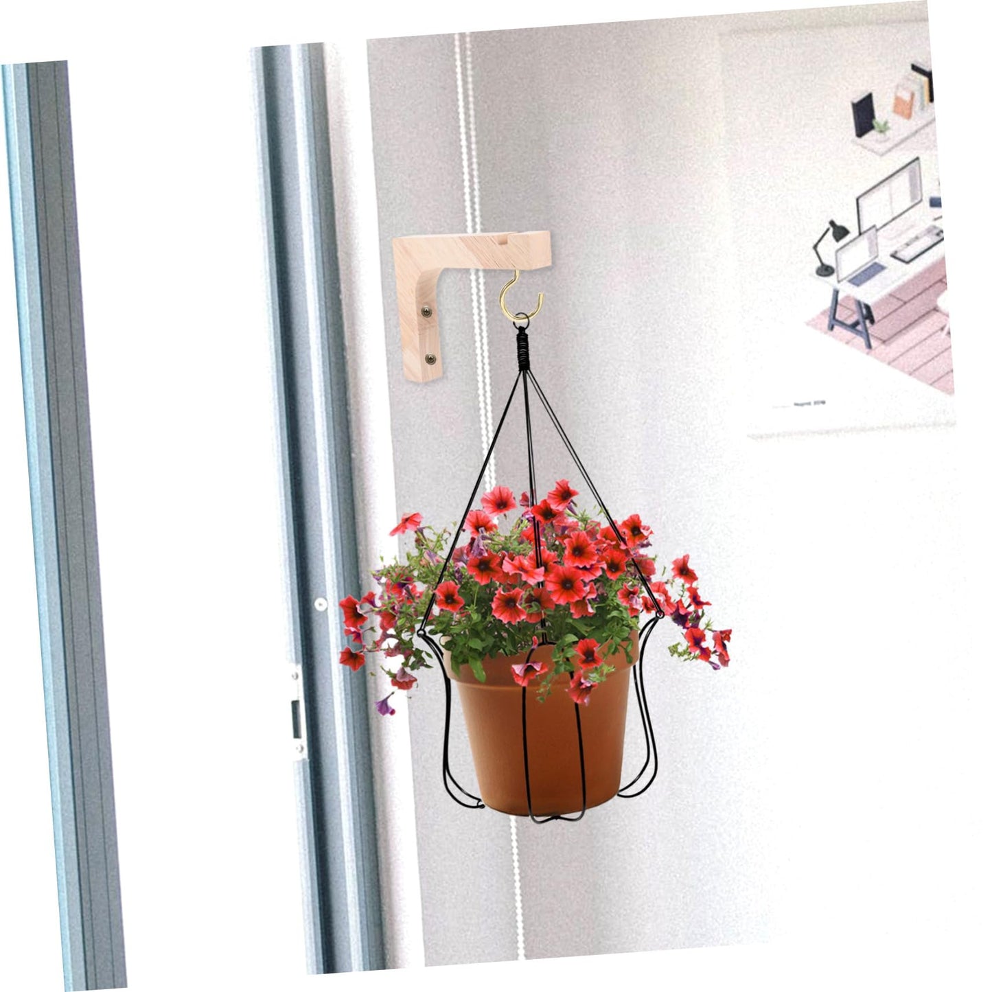 UPKOCH 2pcs Heavy-Duty Wooden Hanging Plant Hooks for Indoor Outdoor Wall Mount Planter Hangers Suitable for Flower Pots and Ceiling Plant Stands