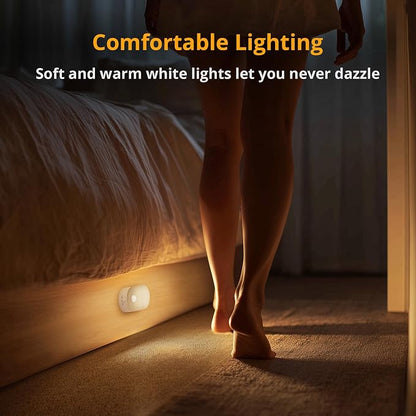 Lyridz Rechargeable Battery Night Light with Motion Sensor, Portable Mini Warm White LED Stick-on Closet Light, Adjustable Brightness for Bathroom, Bedroom, Kitchen, Cabinet, Stairs, Hallway, 2-Pack
