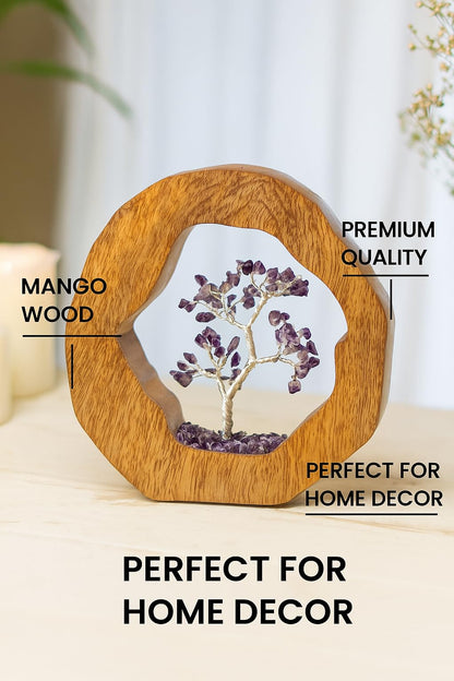 RITUALISTIC Amethyst Crystal Tree of Life in Wooden Ring - Spiritual Gift for Energy Flow & Chakra Healing, Gemstone Bonsai Tree, Home Decor, Wealth & Luck|Perfect for Gift with Valentine's Day Gifts
