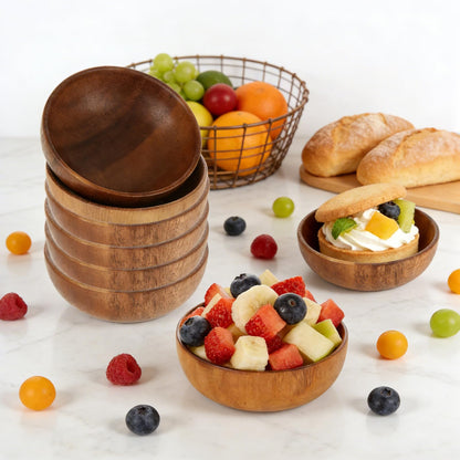GBACHOOSE 10 Pack Small Wooden Bowls, 4 Inch Acacia Wood Bowls for Snacks, Nuts, Candy, Dipping Sauce, Condiments, Appetizers, Charcuterie Boards and Food Prep, Natural Brown