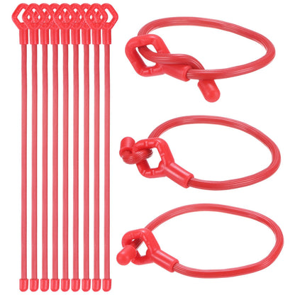 M METERXITY 12-Pack Adjustable Plant Ties, 10inch/25.4cm Silicone Flexible Multi-Function Sturdy Garden Twist Tie for Plant Support/Tree/Shrub/Vine, Reusable Support Twine [Red]
