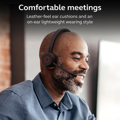 Jabra Evolve 65 TE (Third Edition) Wireless Dual-Ear Headphones - Noise-Canceling Mic, 16 hrs Battery Life, Dual Connectivity, MS Teams Certified, Supports Other Platforms, Black