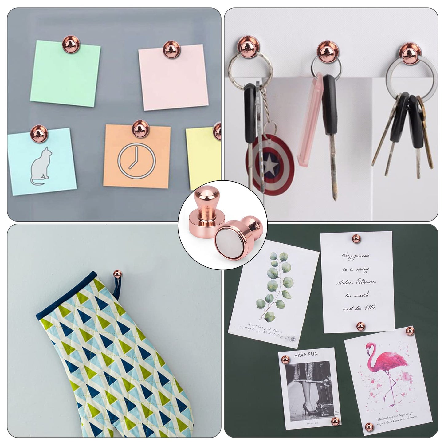 LOVIMAG Fridge Magnets 20Pcs Refrigerator Whiteboard Small Strong Magnet Classroom Kitchen Accessories Decorative Locker Set Decor Must Haves Office Calendar Refrigerador Magnetic Cute Rose Gold