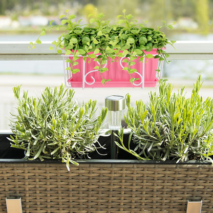 DOITOOL Railing Planter Box 14 x 7 Inch Balcony Hanging Basket Iron Plant Holder Fence Planters Pot Holder for Outdoor Plants