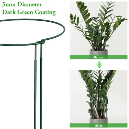 Unves 6 Pack Peony Cage, 32" H x 13" W Half Round Ring Metal Plant Support Stakes, Heavy Duty Peony Cages and Supports for Indoor Outdoor Plants, Vegetables and Flowers with Clips, Ties and Gloves