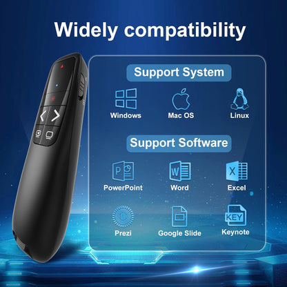 Wireless Presentation Clicker PowerPoint Presenter Remote : USB Type C Clicker with Red Laser Pointer Long Range PPT Control -Power Point Google Slide Advancer for Mac Laptop PC Computer Keynote