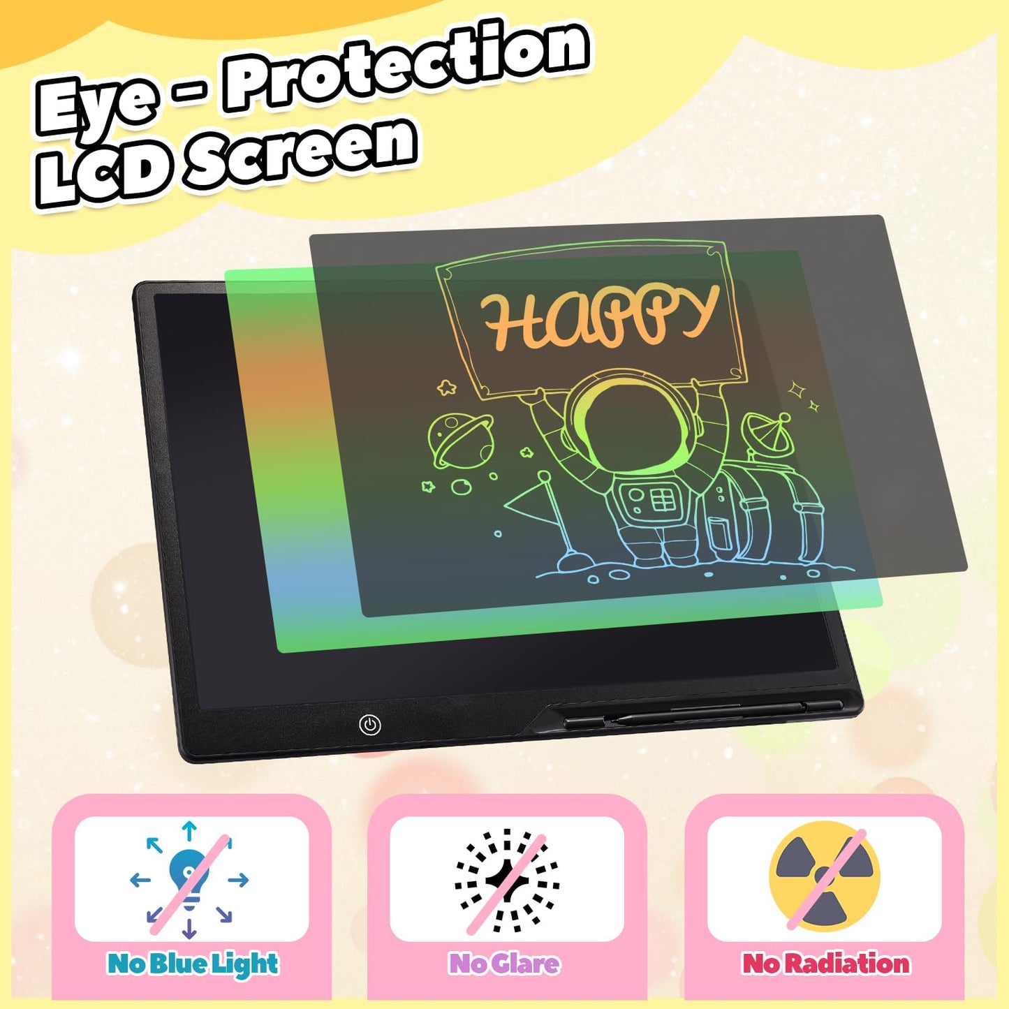 Kinayue LCD Writing Tablet for Kids, Rechargeable 21 Inch Doodle Board,Easter Basket Stuffers,Preschool Learning Toys Christmas Birthday Gift 3 4 5 6 7 Year Old Girls Boys (Black)