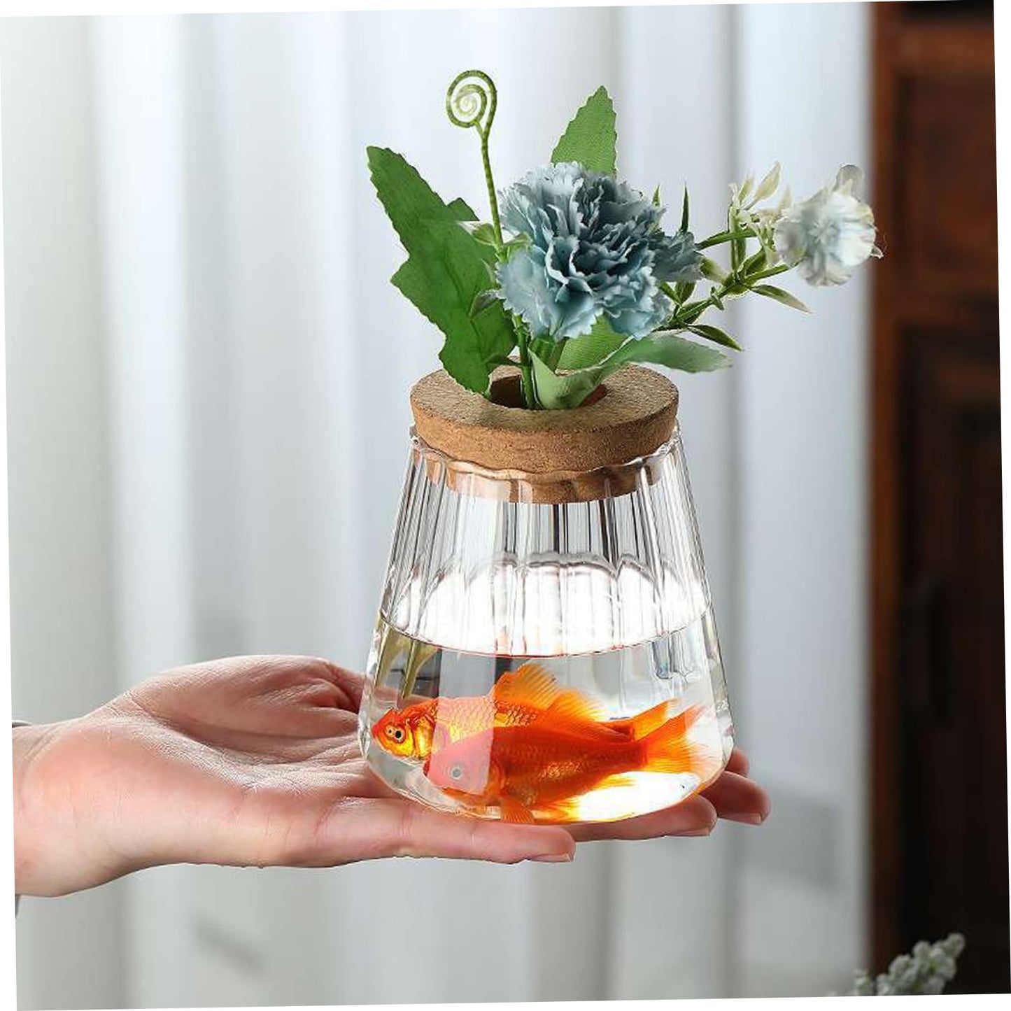 3pcs Propagation Station, Plant Propagation Vases with Cork Stoppers & Wooden Stands for Hydroponic Plants, Office Desk Decor, Terrarium Jar