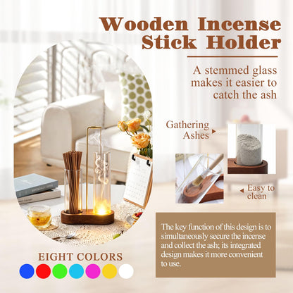 2 in 1 Glowing Incense Holder for Sticks with Ash Catcher and Adjustable Ambient Lighting, Alligator Clip-on Incense Burner Holder with More Secure Hold, Suitable for Yoga, Meditation, Home Decor