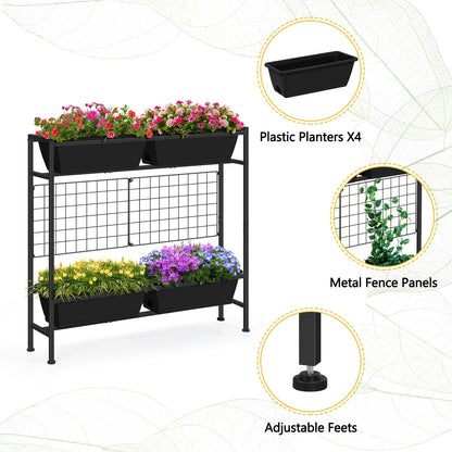 ETELI Vertical Raised Garden Beds Outdoor Elevated Herbs Garden Planter Boxes with Trellis and Legs 32.4" Flowers Beds Vertical Planters for Small Climbing Plant Vegetables Patio Balcony, Black