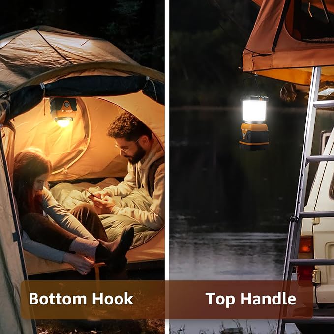 Lepro 1000LM Battery Powered LED Camping Lantern, Orange Tent Light with 4 Light Modes, Camping Essentials, Waterproof Lantern Flashlight for Camping, Emergency Light, Power Outage, Not Rechargeable