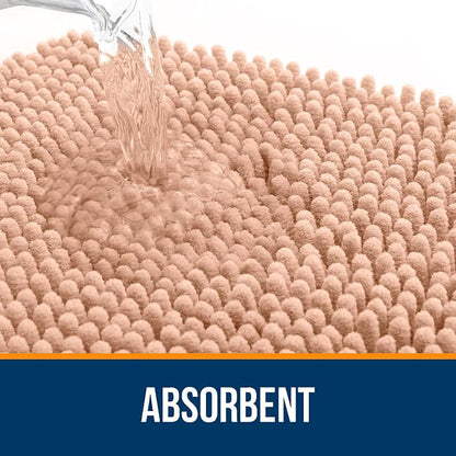 OLANLY Large Bathroom Rugs 40x24, Extra Soft Absorbent Chenille Bath Rugs, Rubber Backing Quick Dry, Machine Washable Bath Mats for Bathroom Floor, Tub and Shower, Home Decor Accessories, Peach