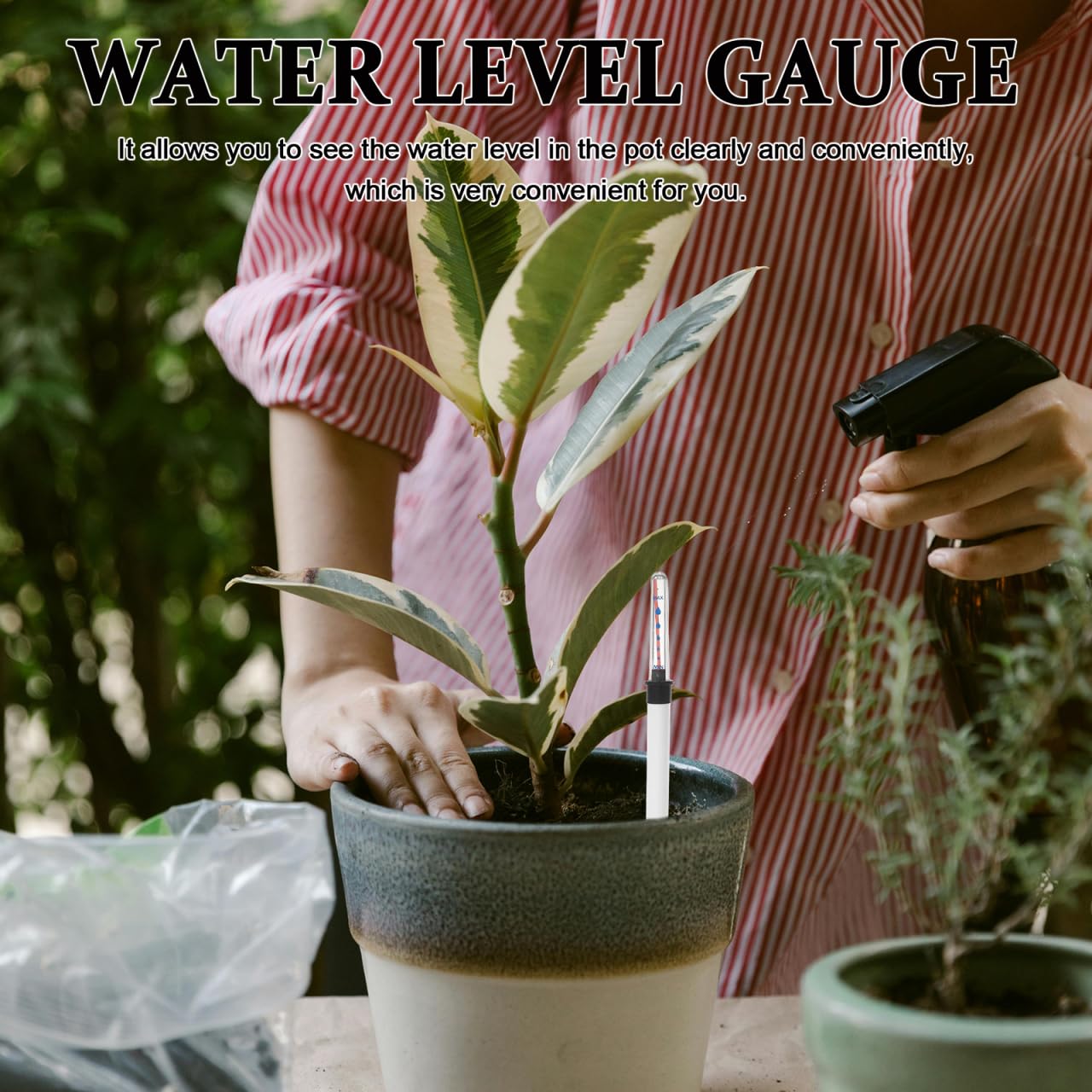 CLISPEED 2Pcs Water Level Gauges, Float Water Level Indicators, Plant Watering Reminders, White, Plastic, 14 Inches