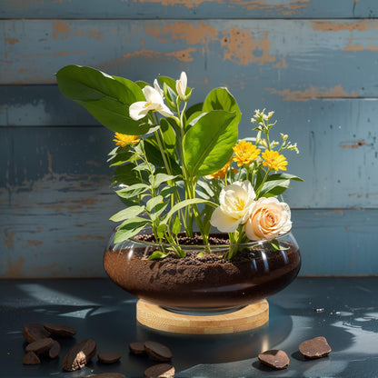 Baderke 8 Sets Glass Planter Bowls for Flowers with Tray 6'' Round Glass Vase Bowl Hydroponic Lotus Planter Pot Propagation Vases Fish Bowl for Plants Indoor Windowsill Kitchen Desktop Wedding Decor