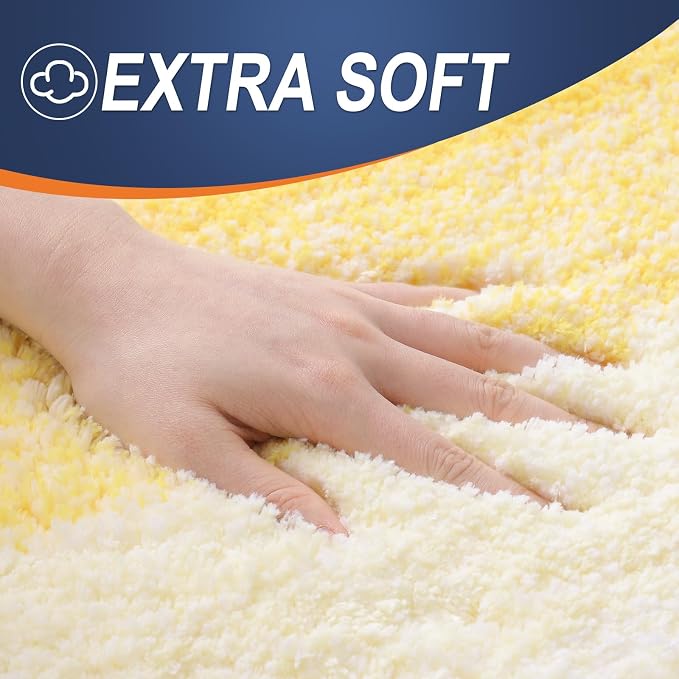 OLANLY Bathroom Runner Rugs Mat 47x17, Extra Soft Absorbent Microfiber Bath Rugs, Rubber Backing, Quick Dry, Washable Long Bath Mats for Bathroom Floor, Tub and Shower, Home Decor Accessories, Yellow