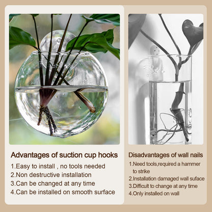 Window Propagation Stations, Oblate Glass Terrariums Planter with Suction Cup Hook, Wall Hanging Planters for Hydroponics Plants, Home, Office, Bathroom, Living Room Decor, Gift for Plant Lovers (4)