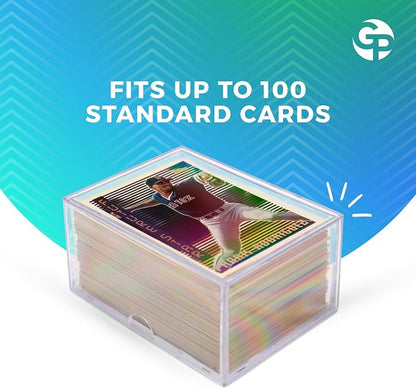 Gary Plastic Packaging 10-Pack Clear Acrylic Card Storage Boxes with Lids – Holds up to 100 Standard Trading Cards Each, Stackable Organizer for Sports & TCG Cards (Unsleeved)