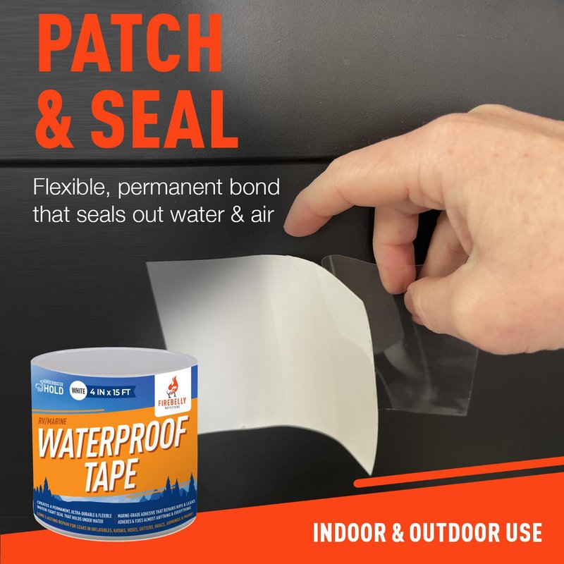 Firebelly Outfitters Heavy Duty Waterproof Tape for Leaks – All-Weather Sealant for Outdoor & Indoor Repairs – Marine Grade, Weatherproof, Strong Adhesive for Pools, Roofs, Plumbing, and More (White)