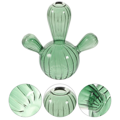 Cabilock Small Green Glass Cactus Vase Hydroponic Plant Pot Decorative Terrarium Flower Vase for Table Centerpiece Home Office Décor