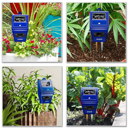 Sonkir Soil pH Meter, MS06 3-in-1 Soil Moisture/Light/pH Tester Gardening Tool Kits for Plant Care, Great for Garden, Lawn, Farm, Indoor & Outdoor Use (Blue)
