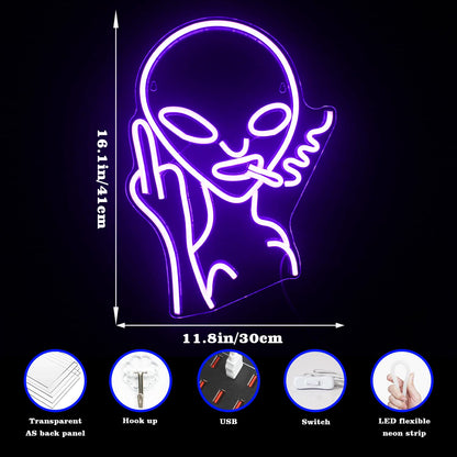 LUCUNSTAR UFO Neon Sign For Room,Alien Spaceship Dimmable LED Neon Light, Space Neon Signs for Wall Decor, Blue UFO Neon Light up Sign for Bedroom Game Room Wall Decor,Ufo Lovers