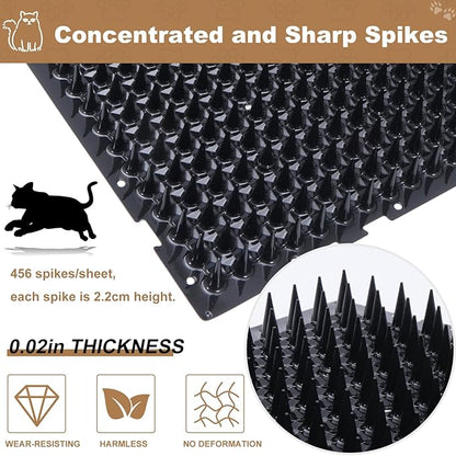 10 Packs Scat Mat for Cats, 13X16 inches Pet Deterrent Spikes, Indoor Outdoor Humane Cat Repellent Fence (Black)