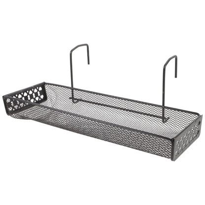 IDEANATEGRATE Hanging Flower Rack Indoor Iron Plant Stand Hooks Black Metal Balcony Garden Patio Railing Shelf