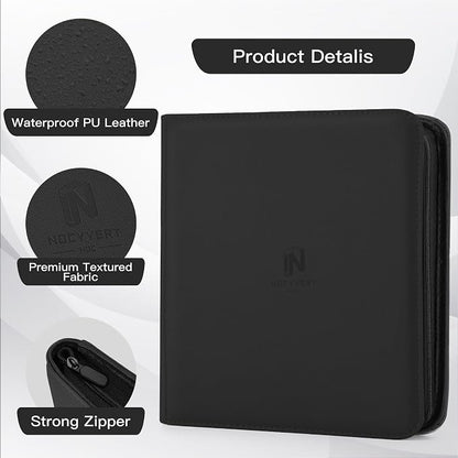 Premium Card Binder 12 Pocket for 720 Pockets Trading Card Binder, PU Zipper Card Collection Album, Book Holder for MTG, TCG, Game Cards, Sports Cards(Black)