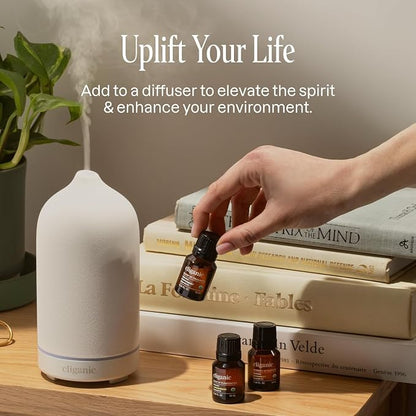 Cliganic Organic Aromatherapy Essential Oils Gift Set (Top 8), 100% Pure - Peppermint, Lavender, Eucalyptus, Tea Tree, Lemongrass, Rosemary, Frankincense & Orange