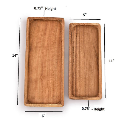 Samhita Acacia Wood Rectangular Wooden Platters for Food Holder/BBQ/Party Buffet Gift for Friend, Family.