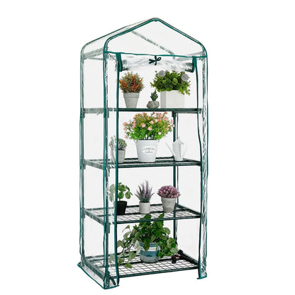 Kelived Mini Greenhouse for Indoor Outdoor, Small Plants Green House with 4 Tier Shelves, Portable Plastic Greenhouses with Transparent PVC Cover for Garden Backyard Patio Balcony Porch
