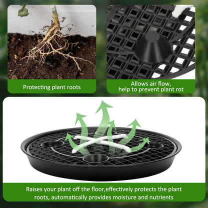 COZYDIG 4 Pack Self-Watering Base for Fabric Pot,Auto-Irrigation Water Delivery System,14Inch Plastic Plant Saucer Stand for for Indoor-Outdoo and Grow Tents Greenhouses