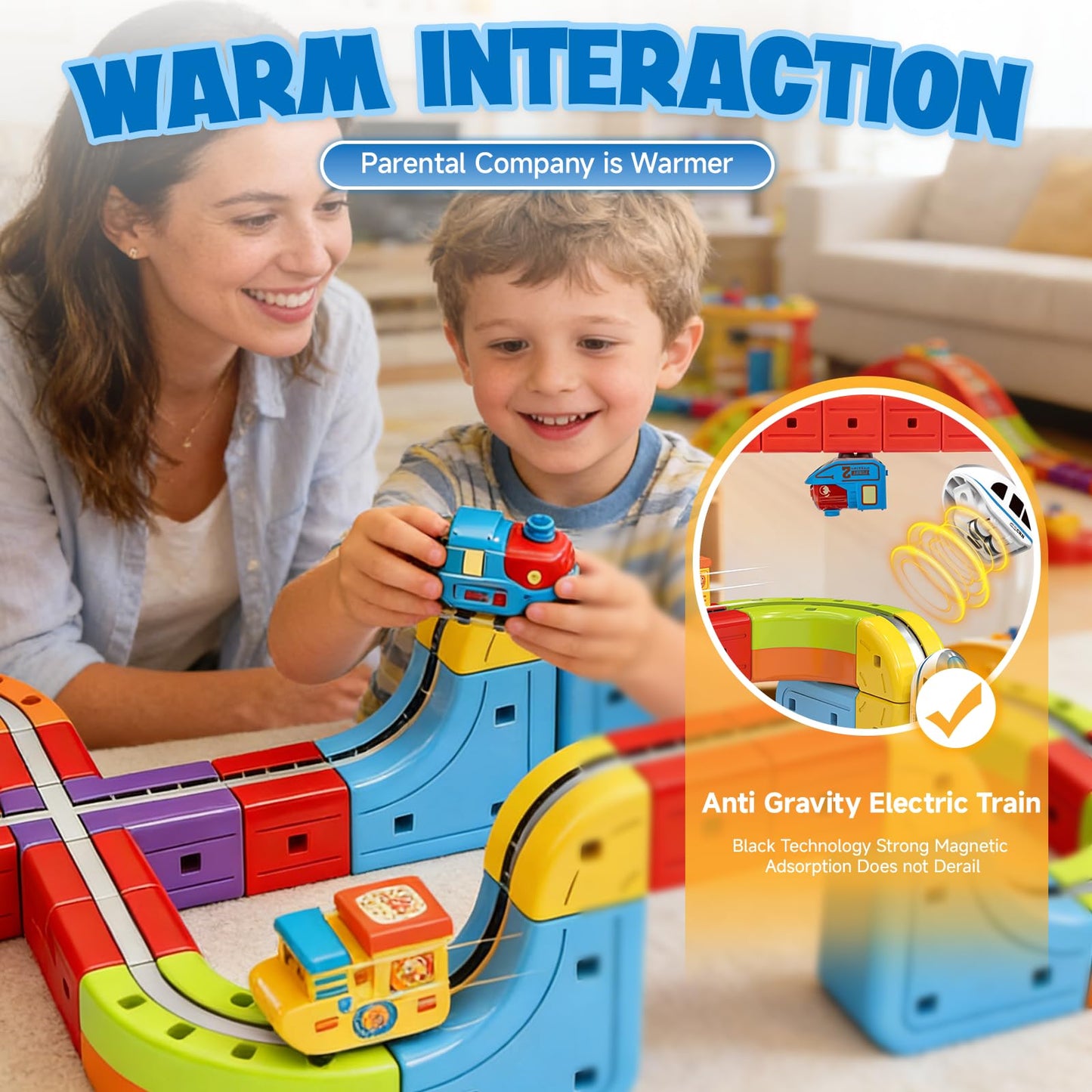 3D Infinity Cube Track Magnetic Electric Train Set for Kids 4 6 7 8,Toy Vehicle Playsets for Toddlers 3-5 Train Set Learning Gift,141 Pcs/2 car