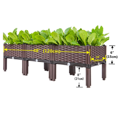 Elevated Planting Box, Outdoor Planter Boxes with Legs, Modern Rattan-Style Plastic Plant Stand, Garden Raised Bed for Vegetables,48"x16"x14"/120x40x36cm