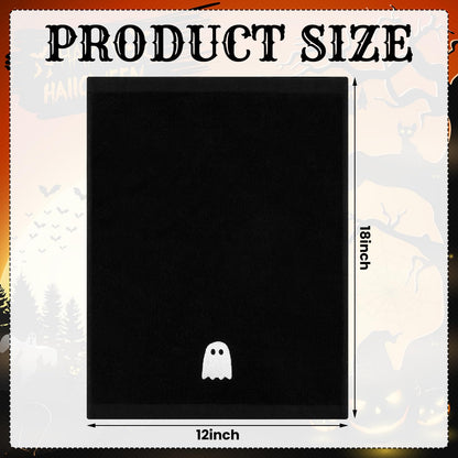 Teenyyou 4 Pcs Halloween Bathroom Accessories Ghost Soap Dispenser Lotion Pump Halloween Hand Towels Fingertip Towels with Gift Box Set for Home Bath Kitchen Decoration(Black White, Ghost)