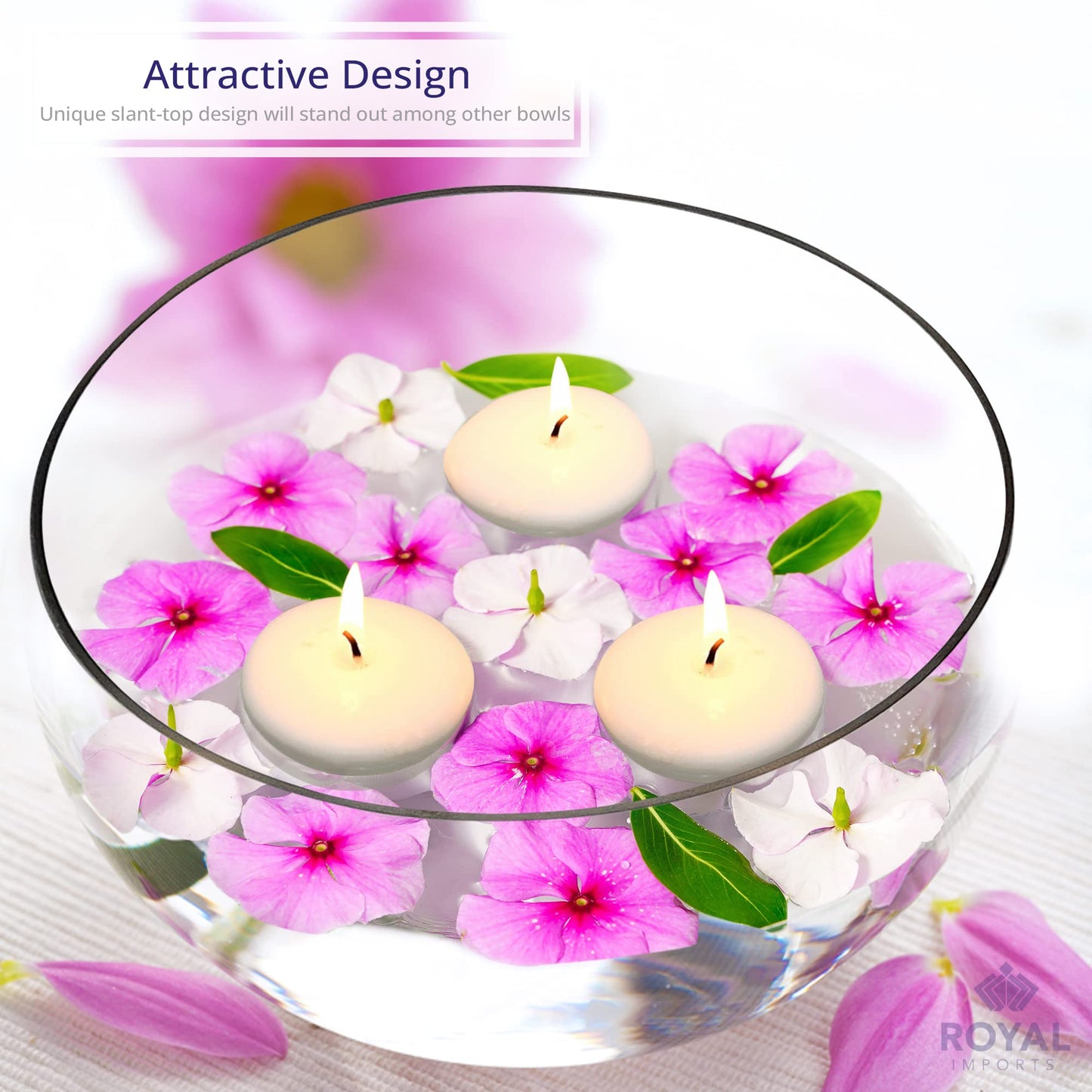 Royal Imports Clear Glass Slant Cut Tilted Angled Bubble Ball Decorative Serving Bowl For Buffet Centerpiece, Plant Terrarium, Flower Vase, Snack Salad fruit Candy Dish