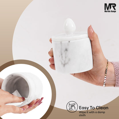 Marble Salt Cellar with Lid and tray 4 Inch White Handmade Salt Container, Set of 2 Seasoning Jars, Spice Storage Containers for Kitchen Countertop, Sugar Bowl
