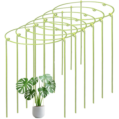 6-Pack Heavy Duty Plant Stakes and Supports for Indoor Outdoor Plants, Metal Support Stakes & Cage Rings, Ideal for Monstera, Peonies, Roses (8" W x 14" H)