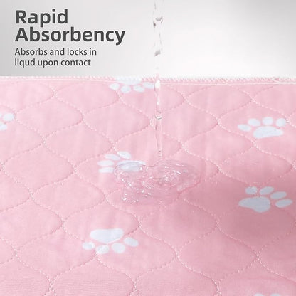 PUPTECK Washable Pee Pads for Dogs - Waterproof Reusable Puppy Potty Training Pads Whelping Mat - Fast Absorption Non-Slip Pet Food Feeding Mat (Pink, 34x36 Inch (Pack of 2))