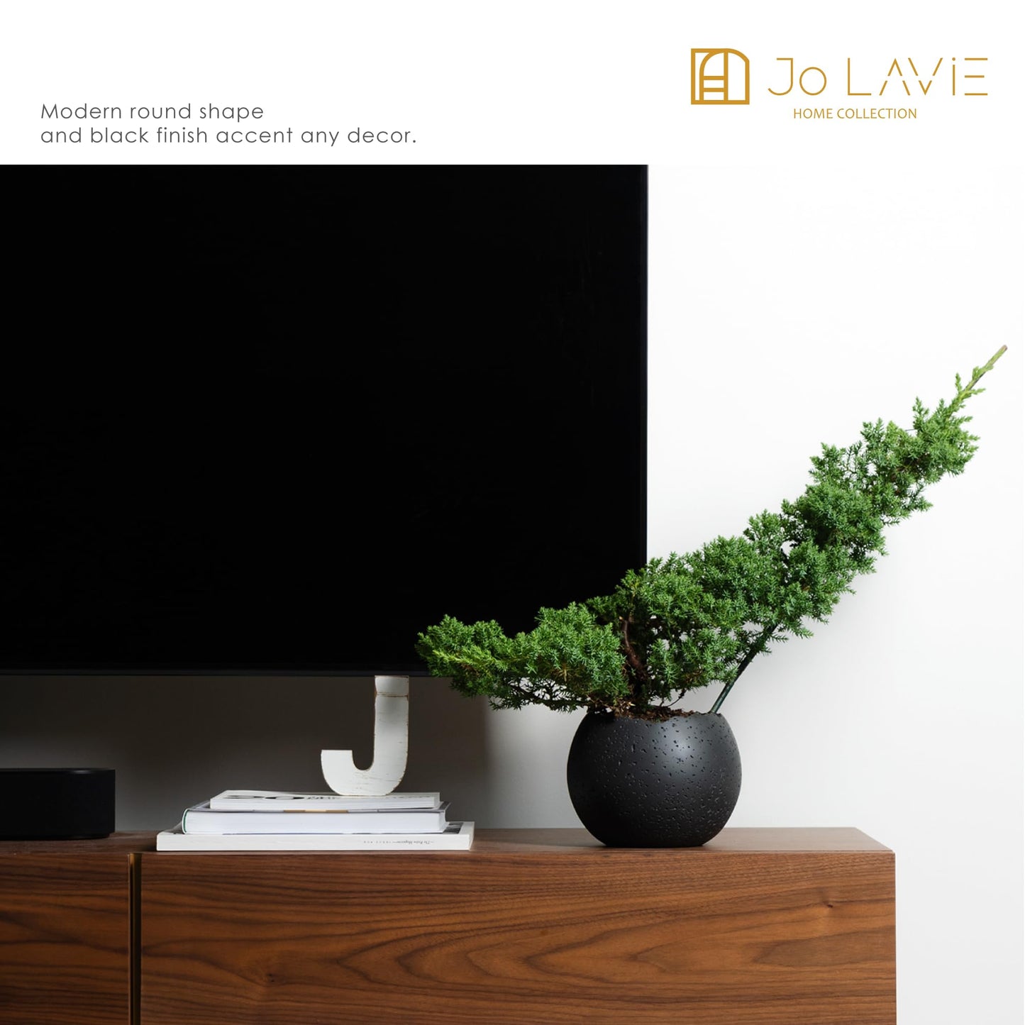 Jo Lavie 6 Inch Modern Minimalist Resin Planters with Drainage Hole, Charcoal Gray Indoor Outdoor Flower Pots for Succulents, Herbs, Orchids & Small Plants - Charcoal Gray