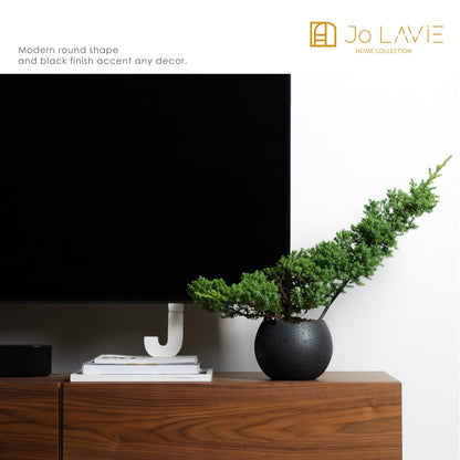 Jo Lavie 6 Inch Modern Minimalist Resin Planters with Drainage Hole, Charcoal Gray Indoor Outdoor Flower Pots for Succulents, Herbs, Orchids & Small Plants - Charcoal Gray