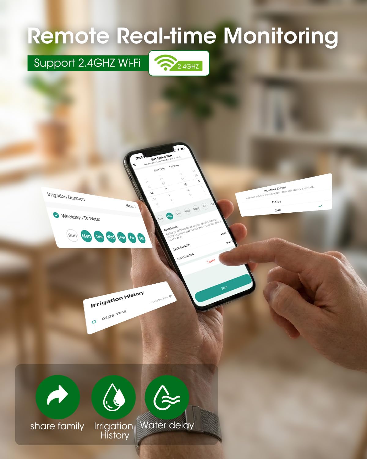 MQHUAYU Automatic Watering System for Potted Plants,[Wi-Fi & App Control] Smart Plant Watering Devices for Indoor Outdoor, Automatic Drip Irrigation System Device Kit-USB Charging,Water 10 Plants