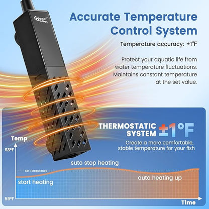hygger Aquarium Heater, Upgraded Ceramic 50W Small Fish Tank Heater with Digital LED Controller, Fast Heating, Precise Temperature Control, Turtle Tank Heater for Freshwater/Saltwater